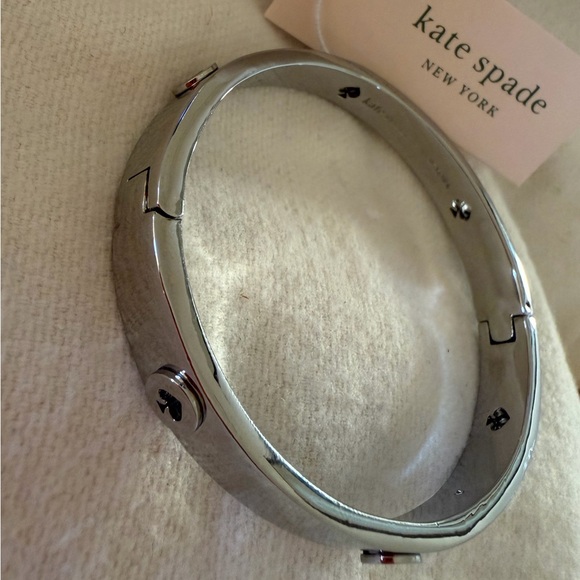 Kate Spade Shiny studded Silver hinged bangle Bracelet - Picture 3 of 11